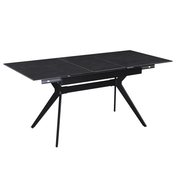 Masa extensibila MILS, gri inchis/negru, ceramica/metal, 130/170x80x76 cm