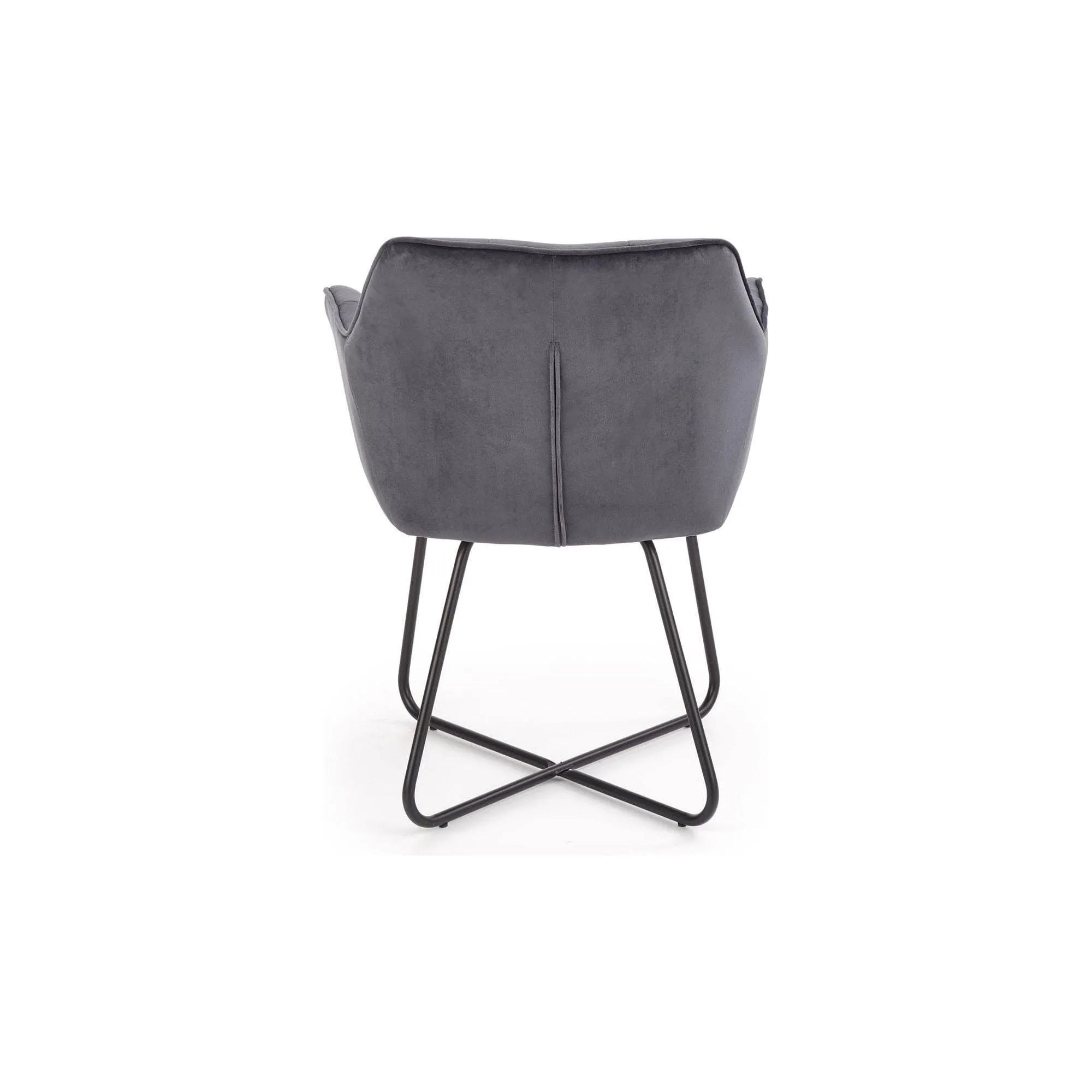 Scaun tapitat K377, gri inchis/negru, stofa catifelata/metal, 60x62x81 cm