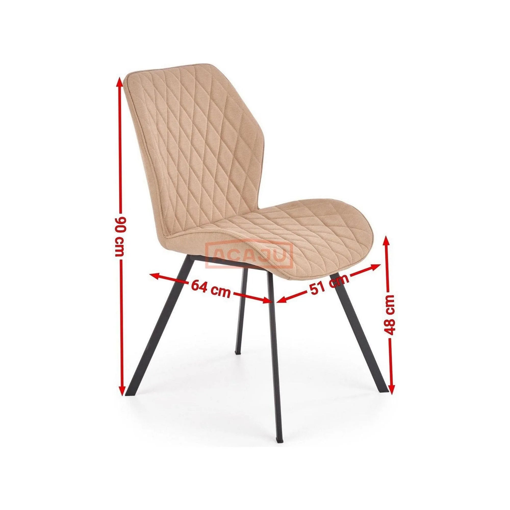 Scaun K360 bej/negru, stofa clasica/metal, 51x64x90 cm