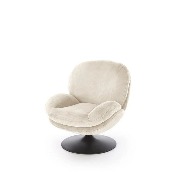 Fotoliu SHELL, blana artificiala crem - Lapit 23, 80x87x86 cm