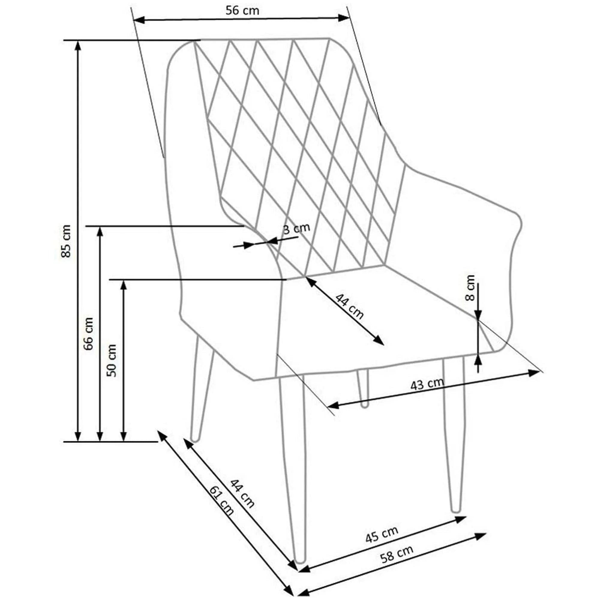 Scaun sufragerie K287, gri/stejar, 58x61x50 cm