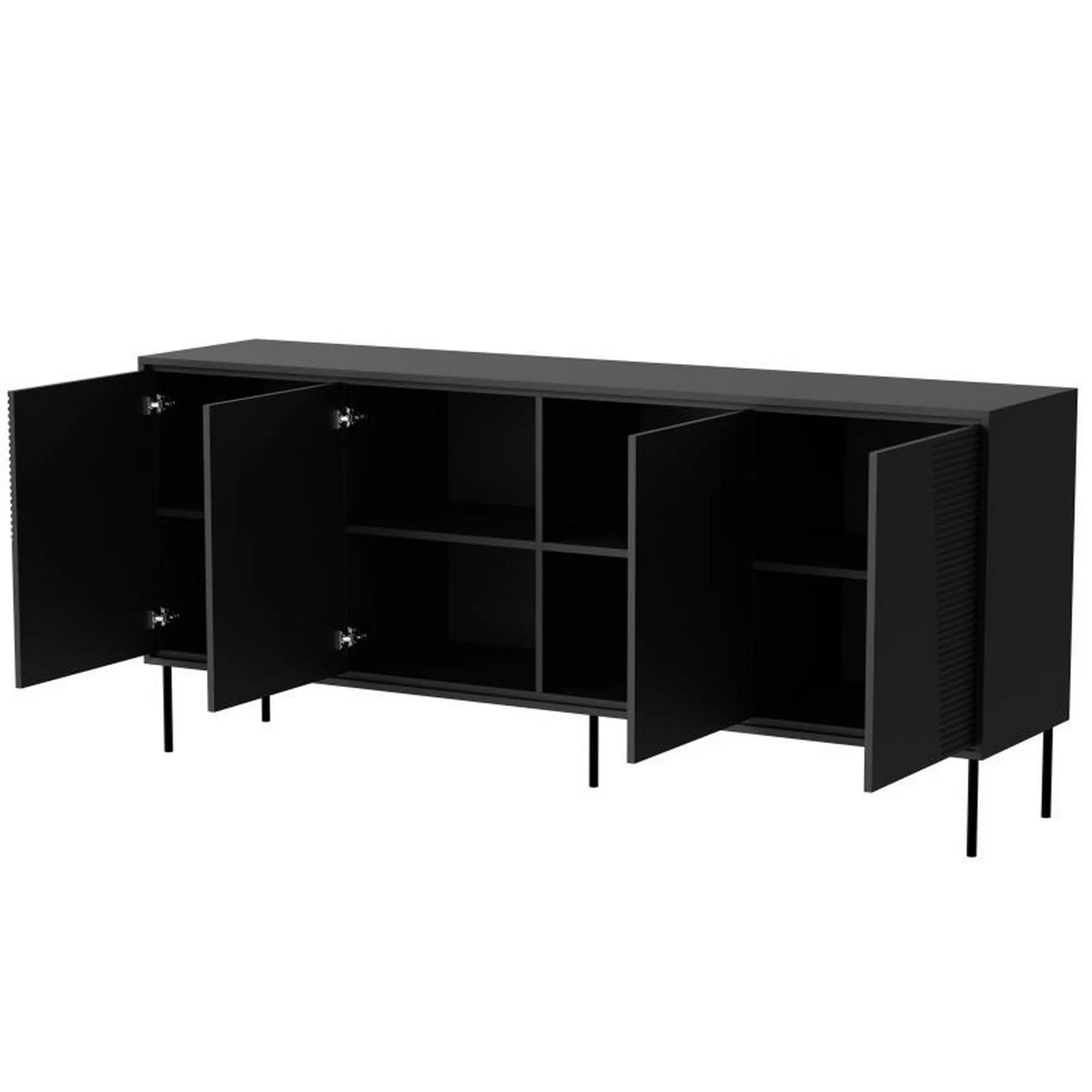 Comoda ABI, negru, PAL laminat/metal, 200x45x88 cm
