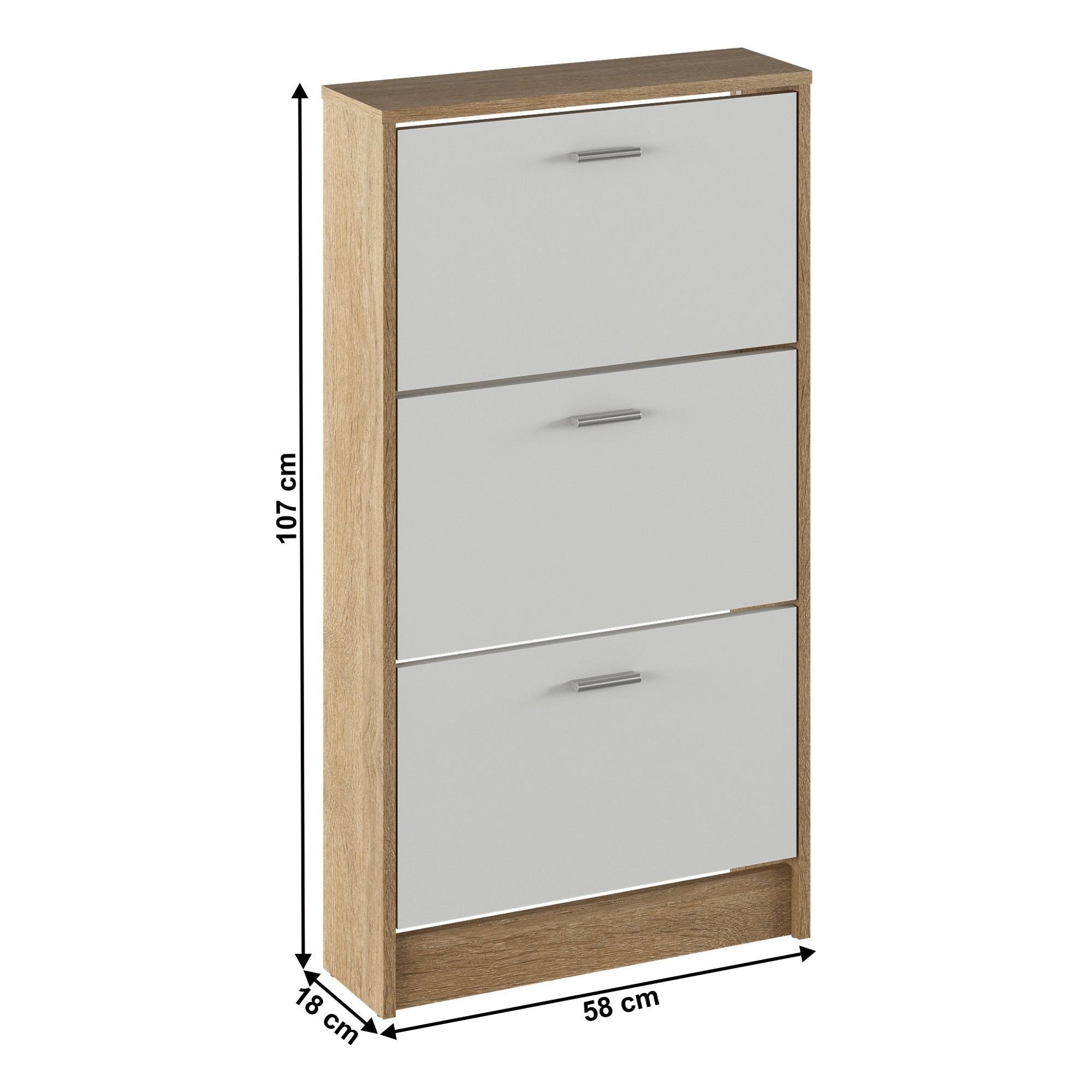 Pantofar MOBI 13, stejar sonoma/alb, DTD laminat/PAL, 58x18x107 cm