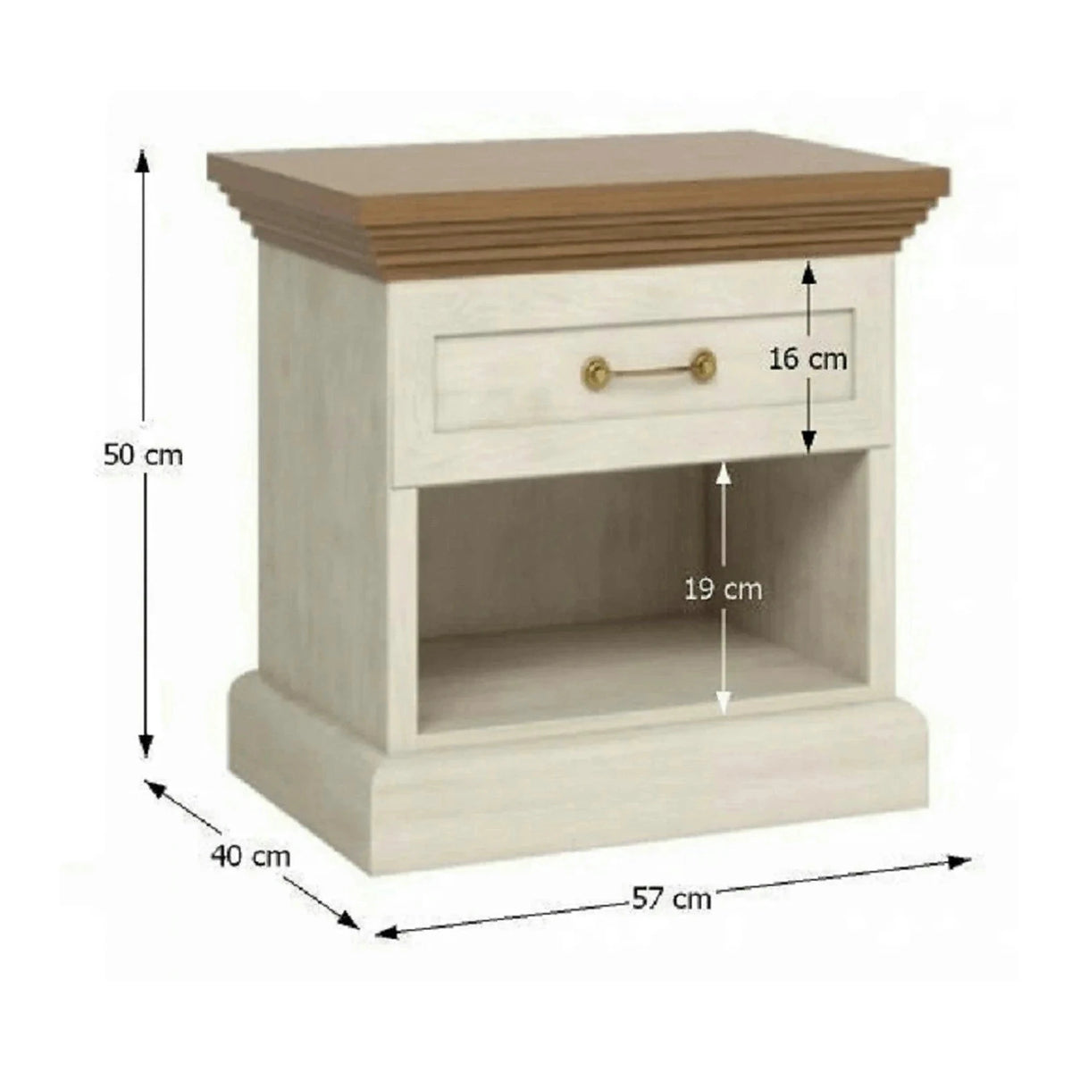 Mobila dormitor stil scandinav ROYAL, pin nordic/stejar salbatic, PAL laminat/metal, cu pat 160x200, somiera, dulap cu 3 usi si 2 noptiere