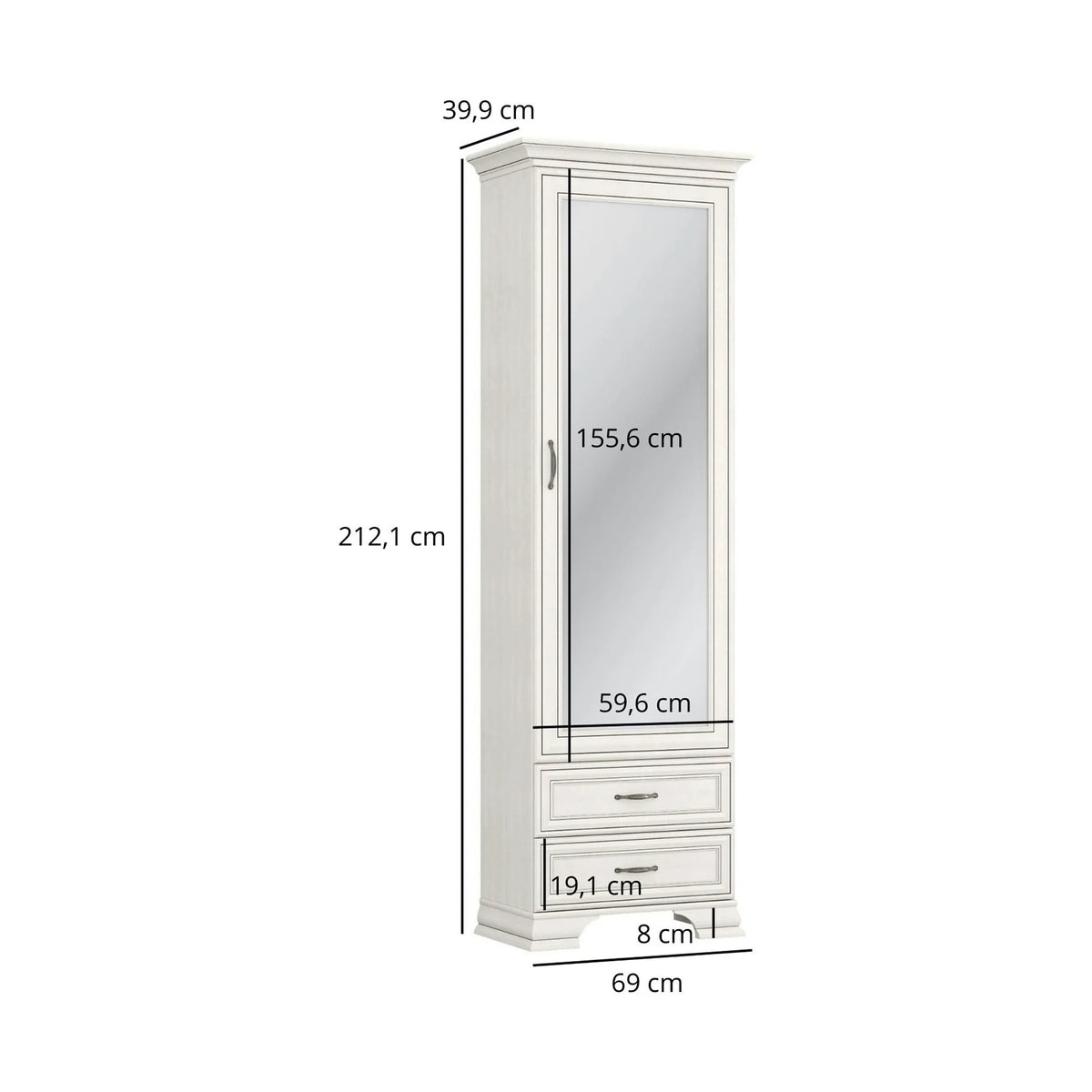 Mobila hol clasica TIFFANY II, grej, PAL laminat, 4 piese