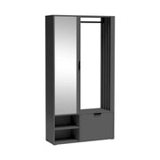 Mobila hol MILO UNI, gri grafit, PAL laminat/metal, 100x33x189 cm
