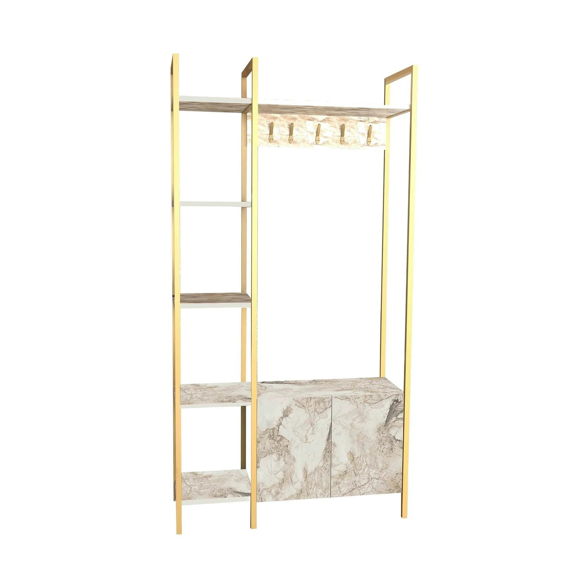 Mobiler hol DOGA, auriu/bej cu efect de marmura, PAL melaminat, 90x35x175 cm