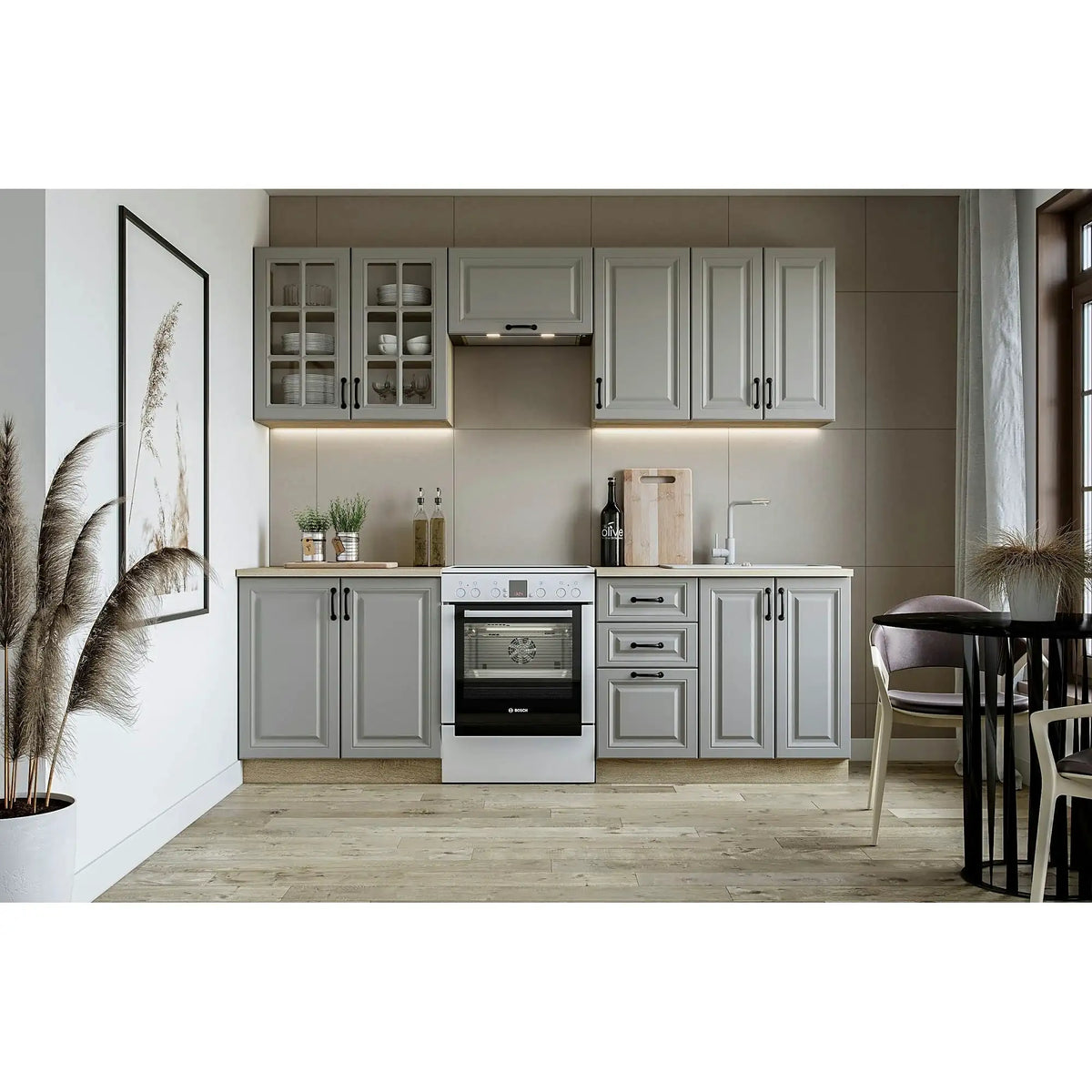 Mobilier bucatarie gri ELIZABETH, 240 cm