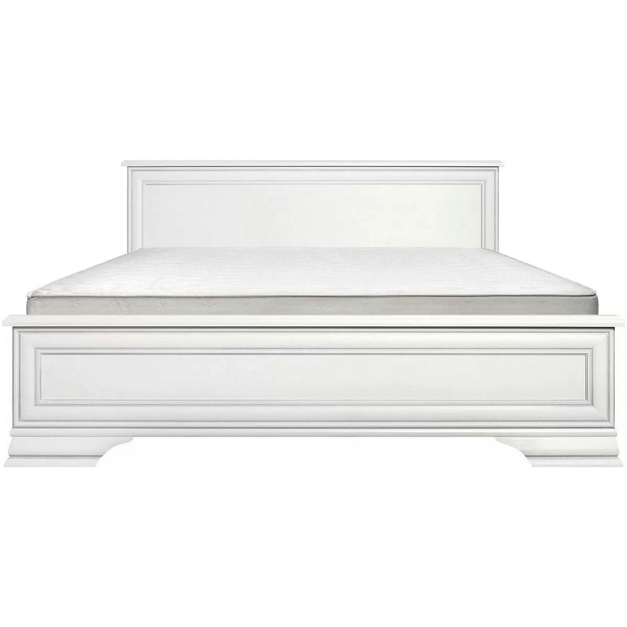 Mobilier dormitor alb IDENTO 4, cu pat 160x200, dulap cu 6 usi si 2 sertare, noptiere si comoda