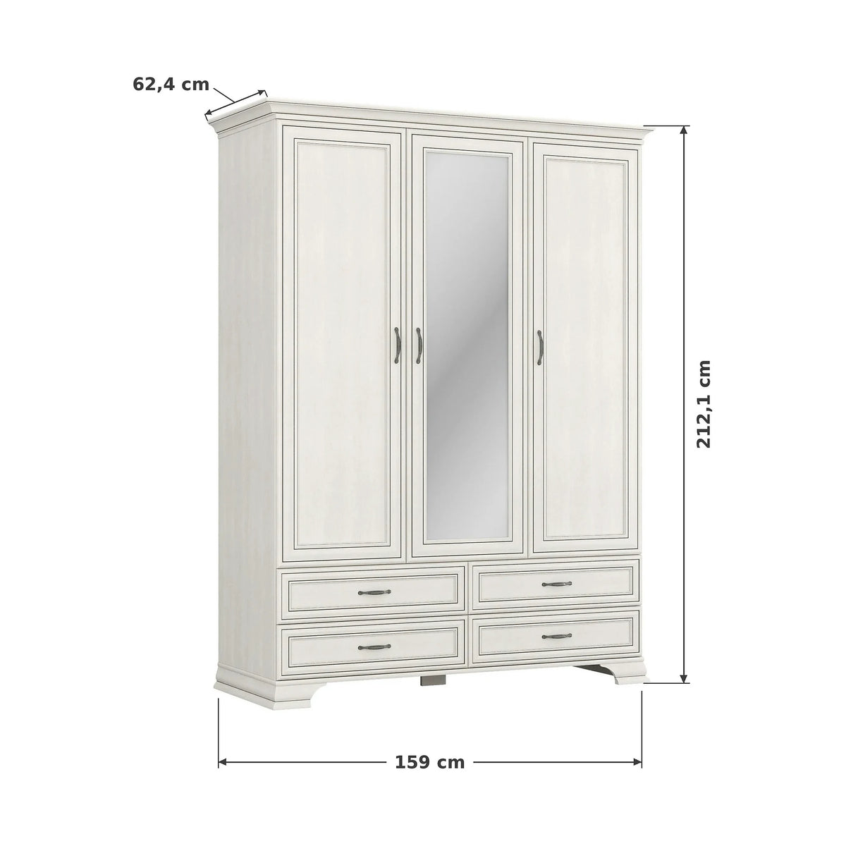 Mobilier dormitor clasic TIFFANY II, grej, PAL laminat, 5 piese