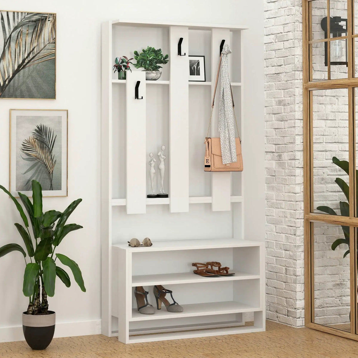 Mobilier hol 855DTE4015, alb, PAL melaminat, 90x36x180 cm