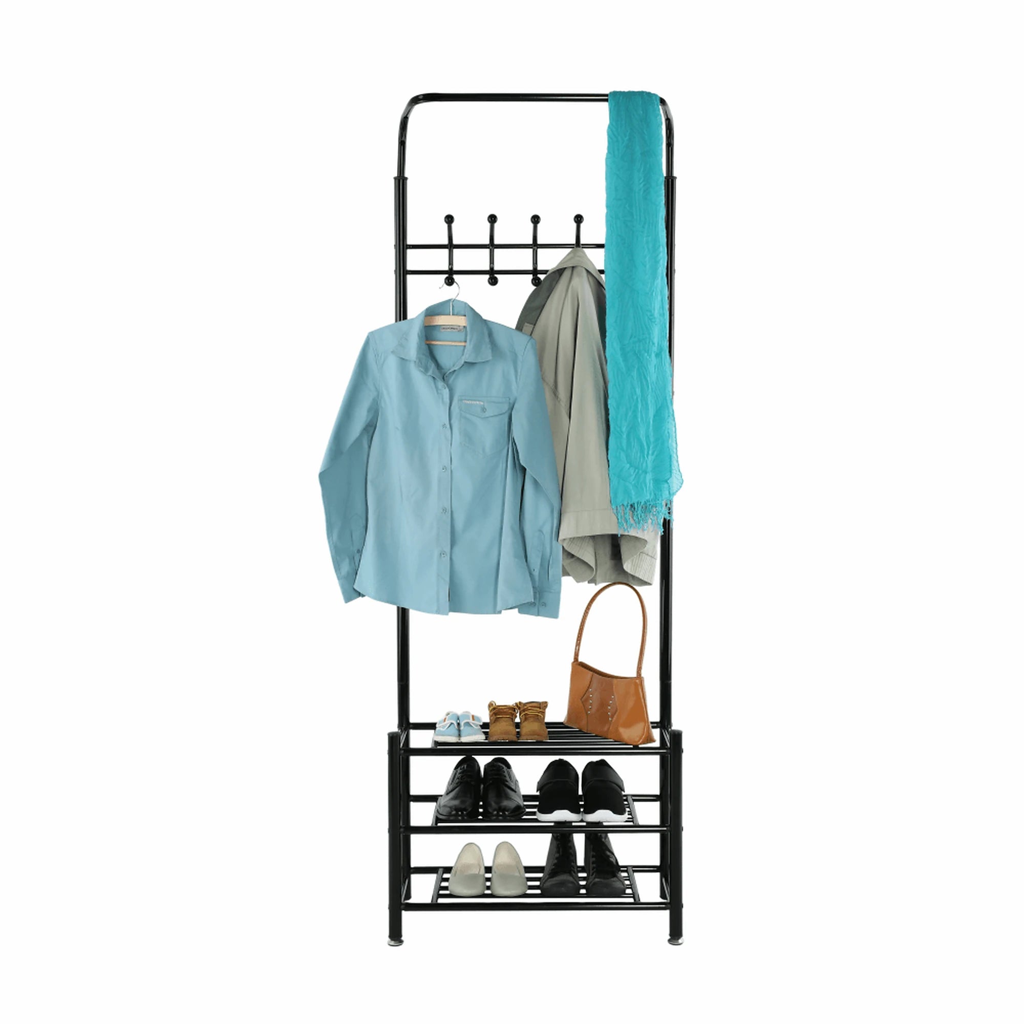 Mobilier hol BARNUM, negru, metal, 66x30x190 cm