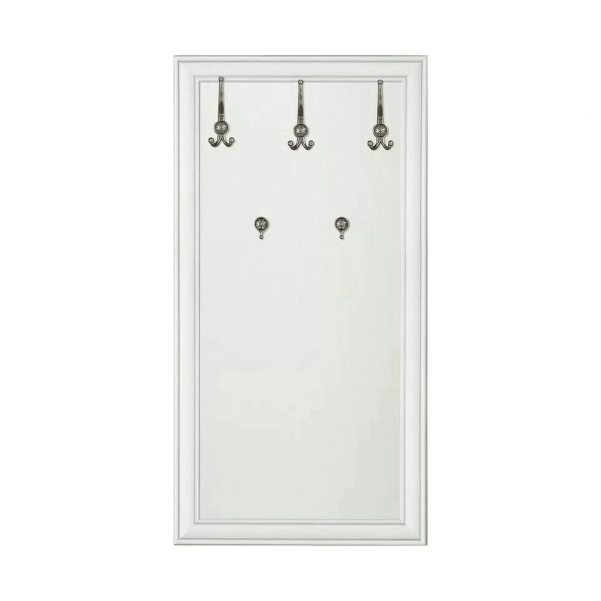 Mobilier hol cu oglinda IDENTO 2, alb, PAL melaminat, format din cuier, pantofar, comoda si dulap