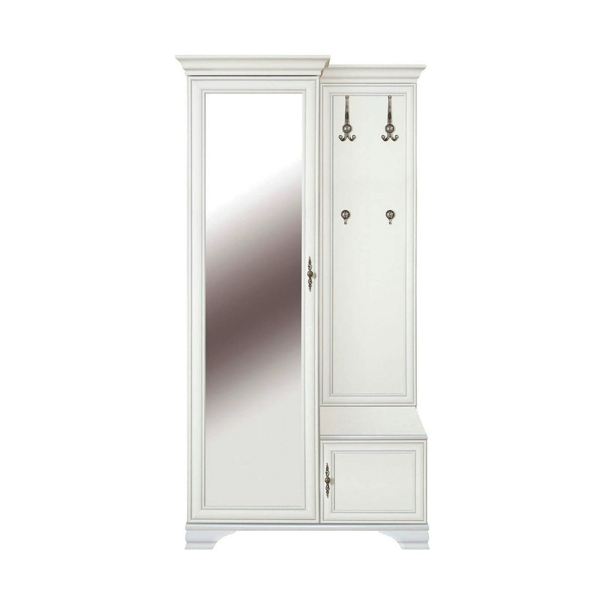 Mobilier hol cu oglinda IDENTO 3, alb, PAL melaminat, format din 3 piese