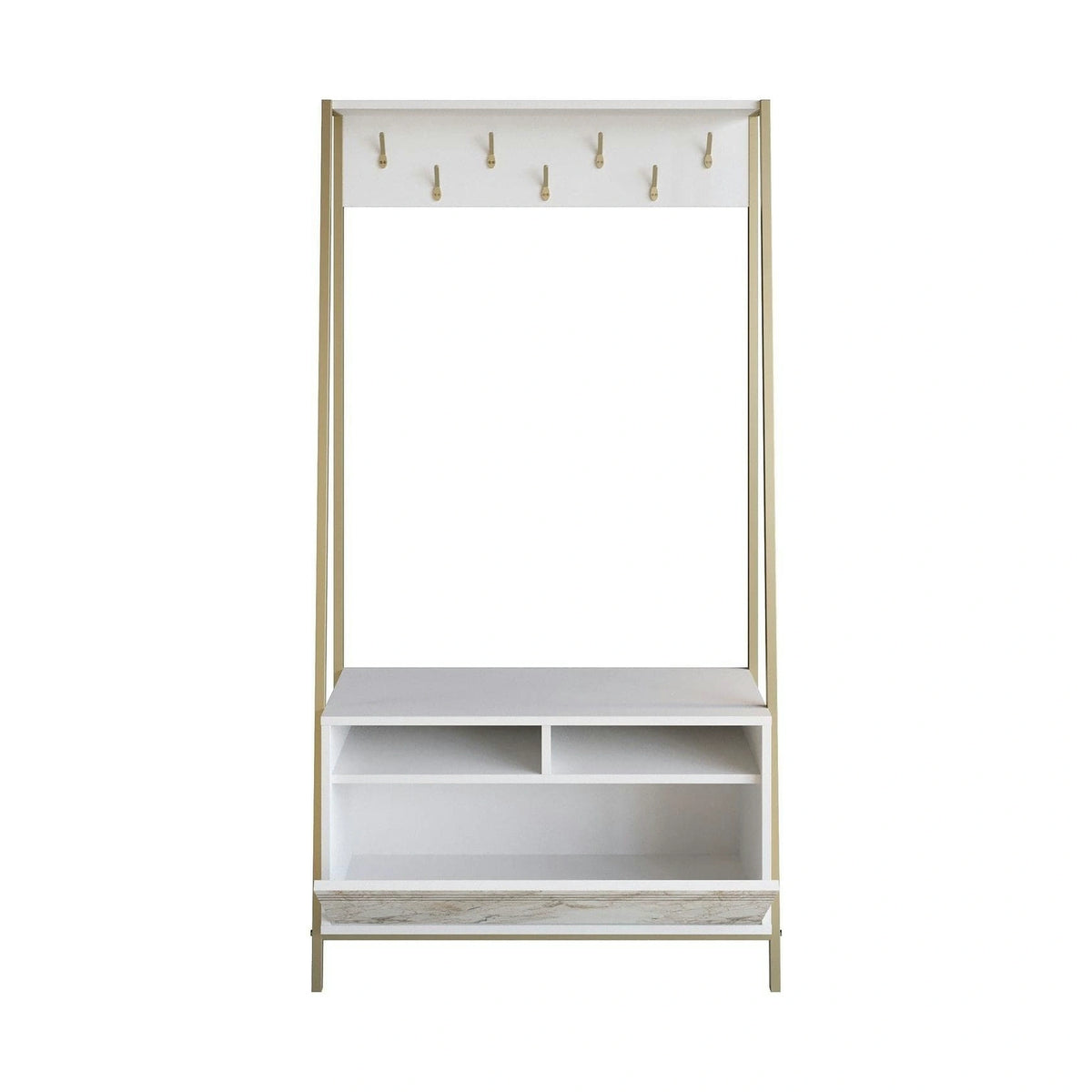 Mobilier hol DEVIN, alb, PAL melaminat/metal, 94x35x180 cm
