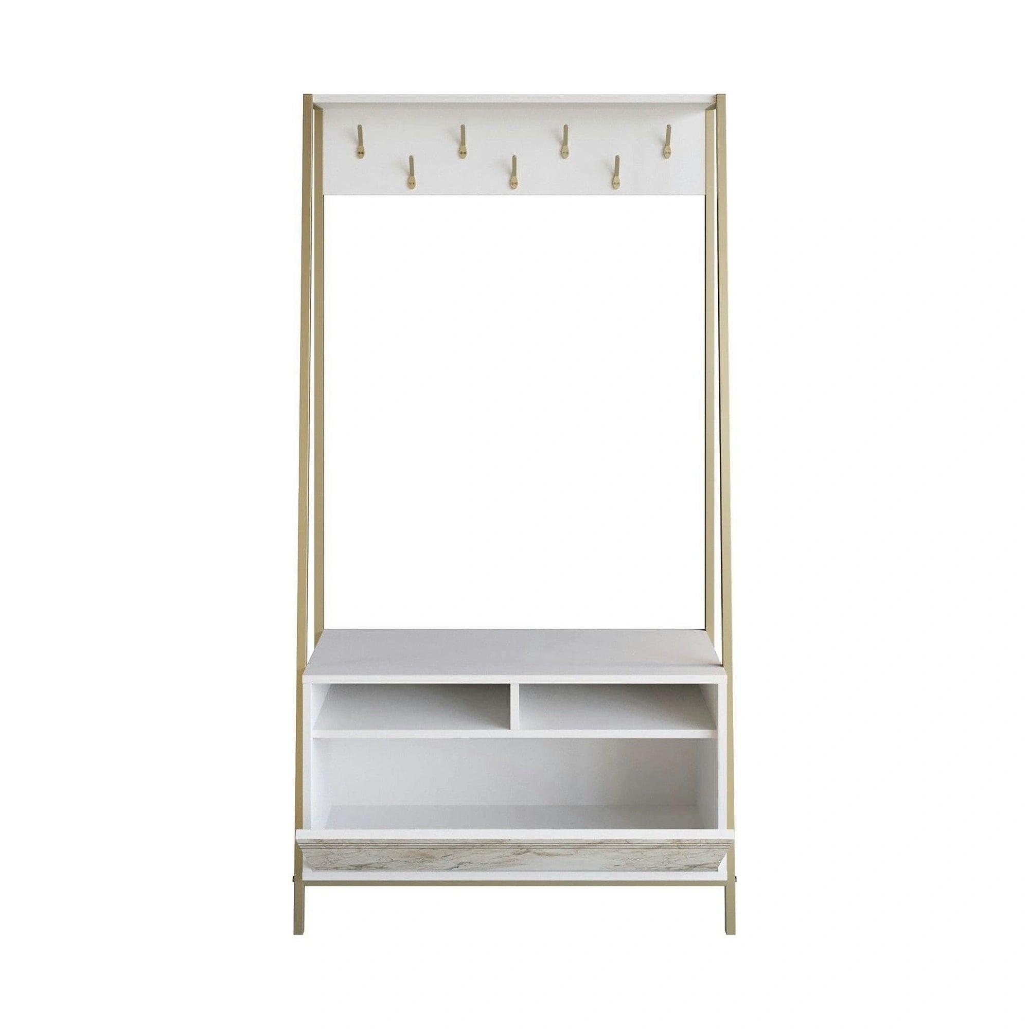 Mobilier hol DEVIN, alb, PAL melaminat/metal, 94x35x180 cm