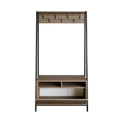 Mobilier hol DEVIN, nuc/negru, PAL melaminat/metal, 94x35x180 cm