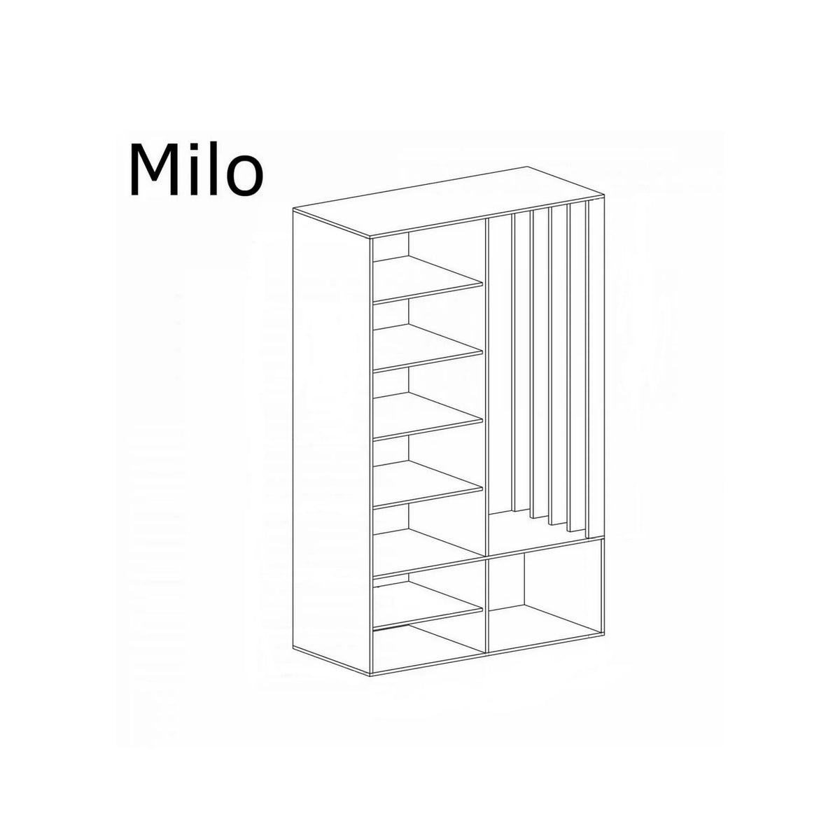 Cuier mobila hol MILO, stejar artisan/negru, PAL laminat/metal, 100x33x189 cm
