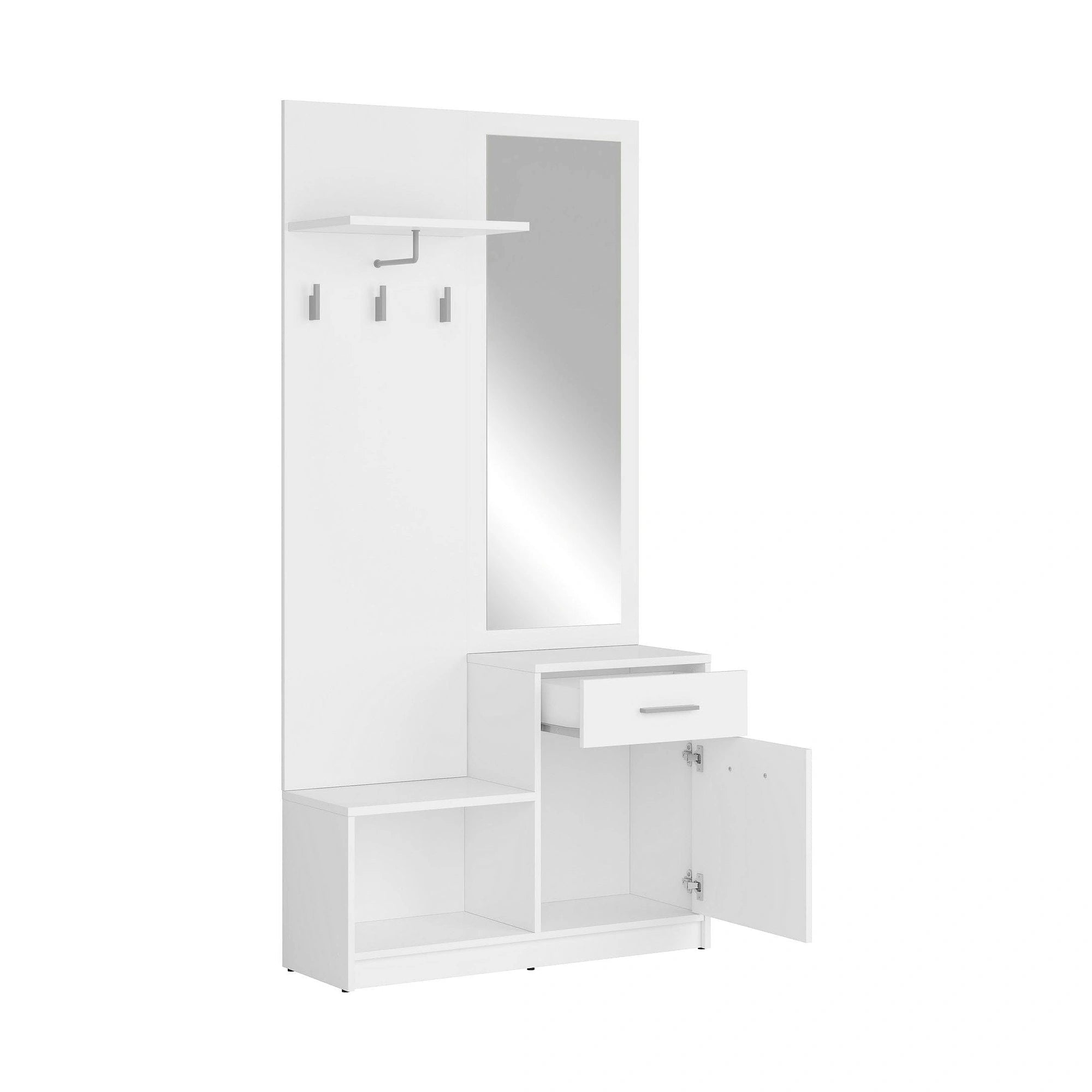 Mobilier hol NEPO PLUS, alb, PAL laminat, 90x31x186 cm
