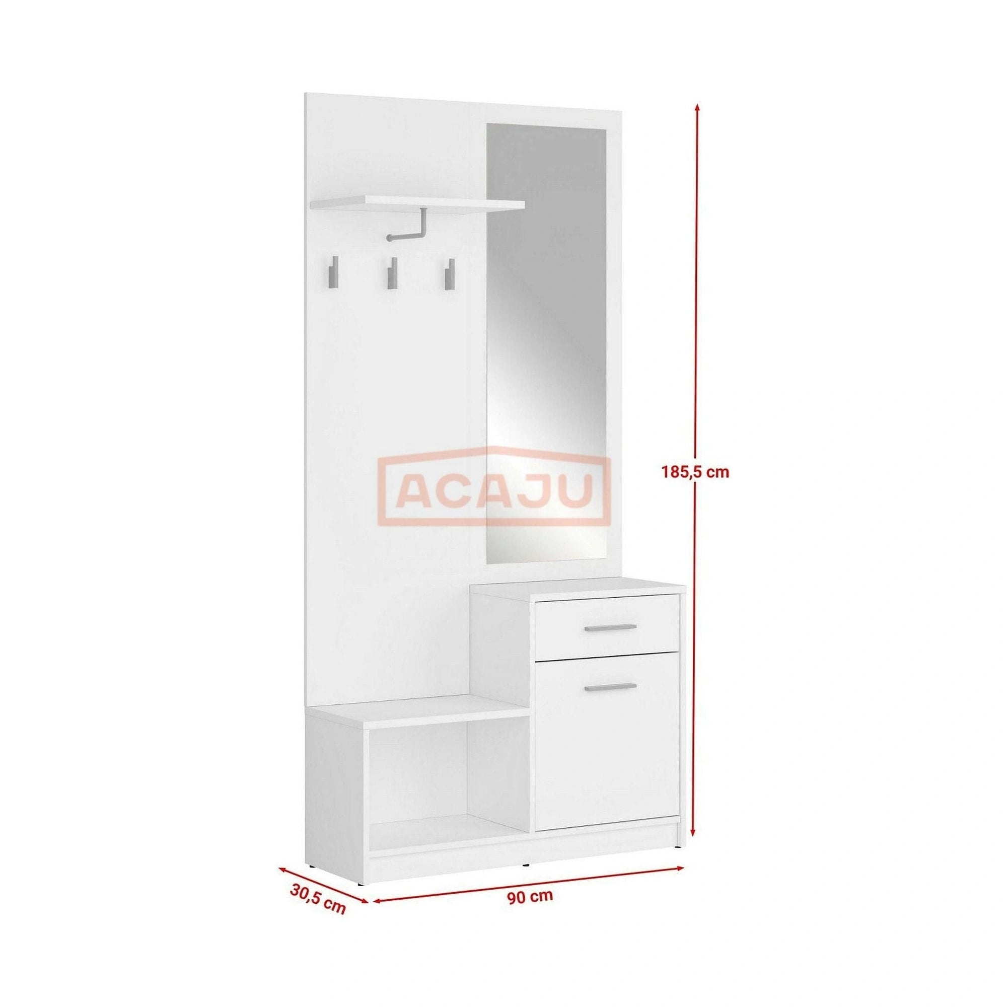 Mobilier hol NEPO PLUS, alb, PAL laminat, 90x31x186 cm