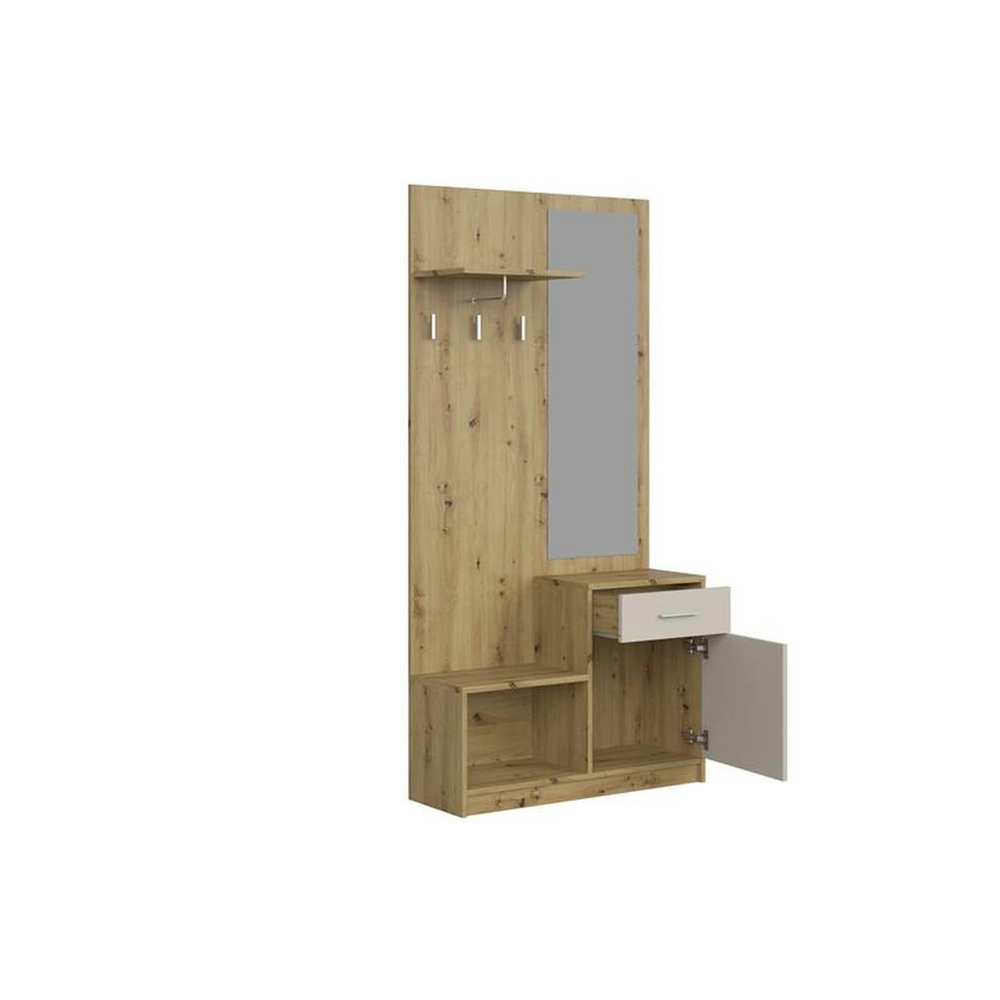 Mobilier hol PERGO, stejar artisan/casmir, PAL, 90x30x184 cm