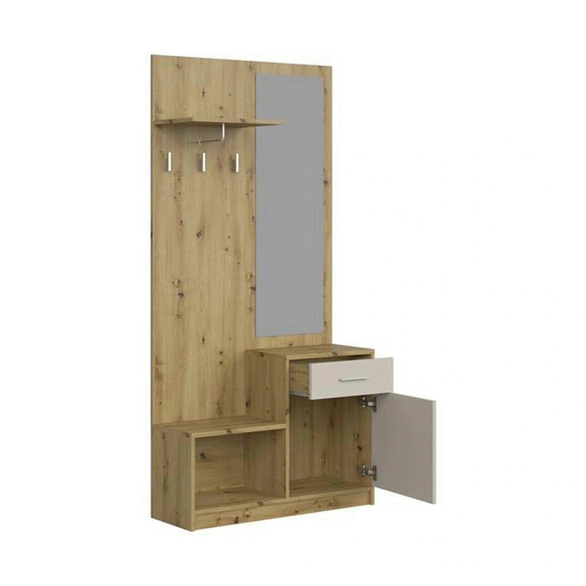 Mobilier hol PERGO, stejar artisan/casmir, PAL, 90x30x184 cm