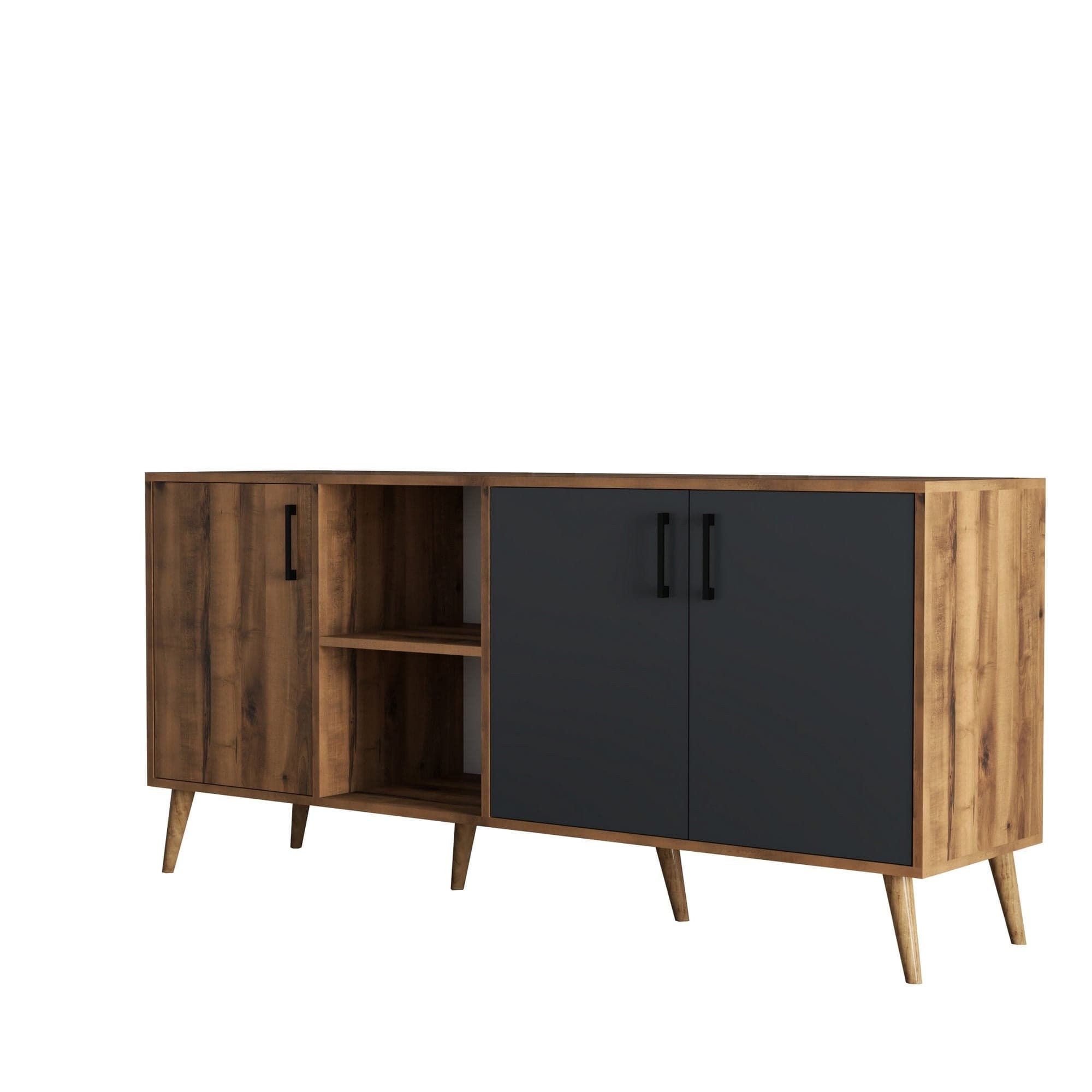 Mobilier living 389MZA2119, nuc/gri antracit, PAL melaminat, 3 piese