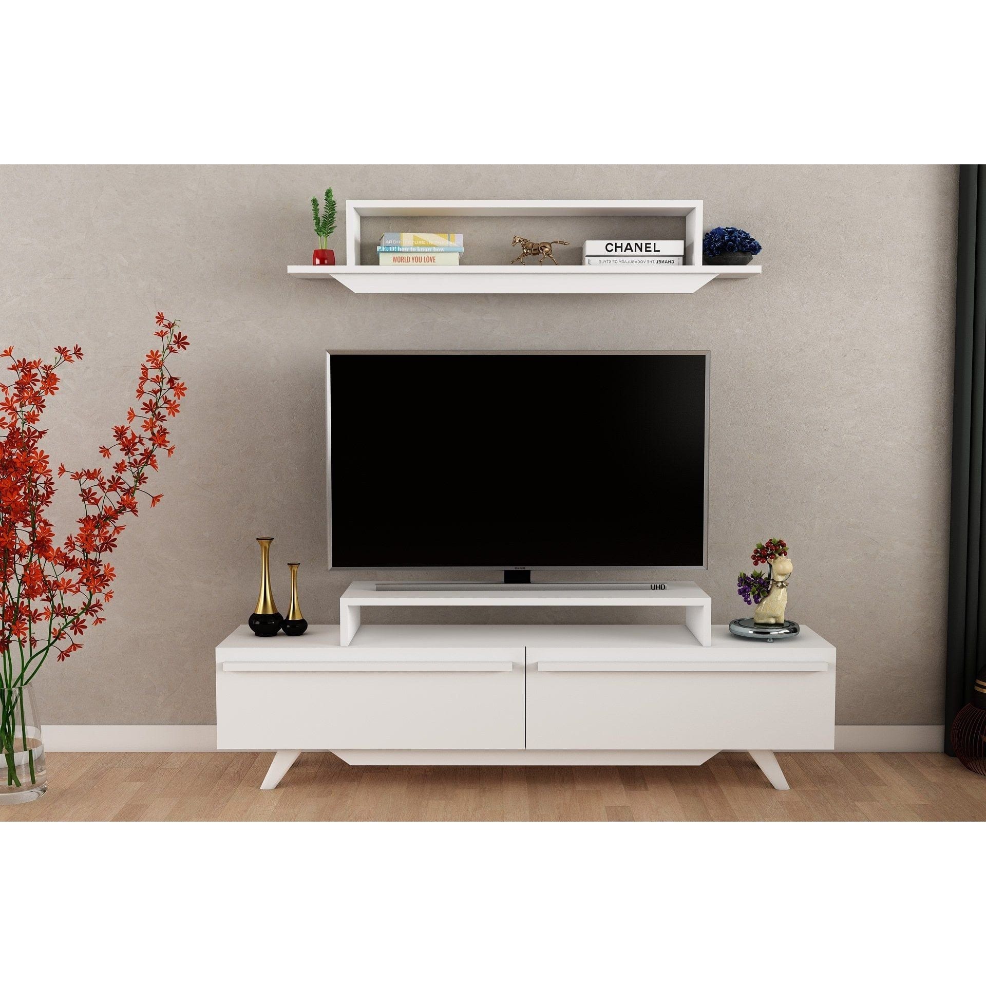 Mobilier living 505CRL1903, alb, PAL melaminat, 2 piese