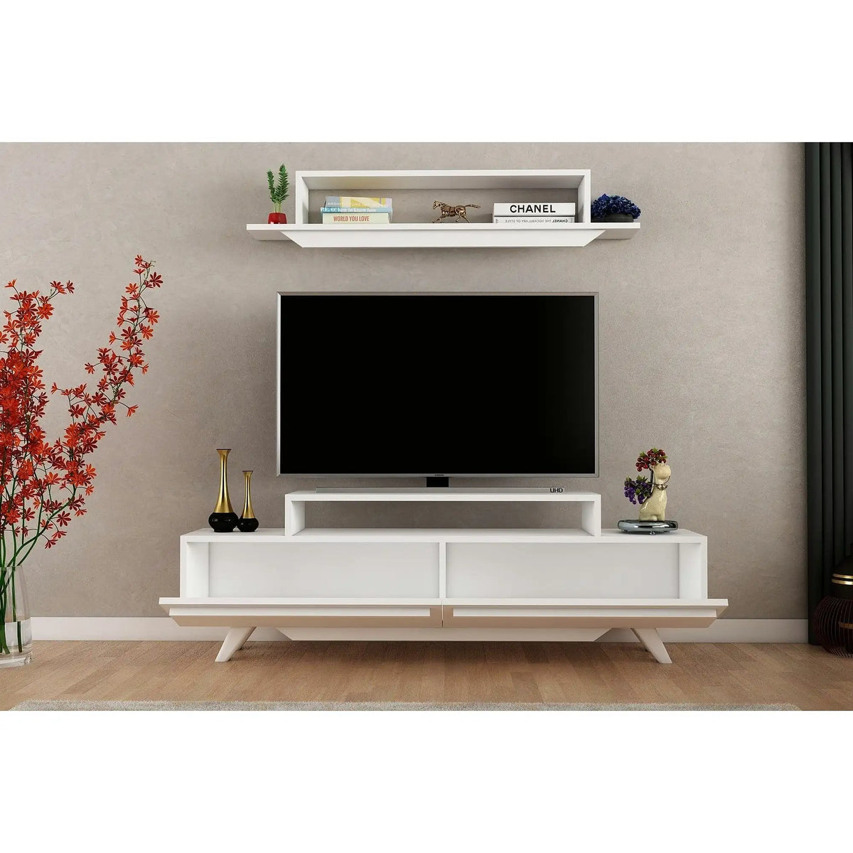 Mobilier living 505CRL1903, alb, PAL melaminat, 2 piese