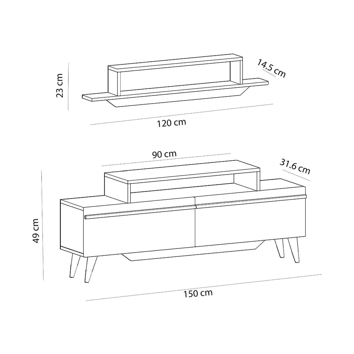 Mobilier living 505CRL1903, alb, PAL melaminat, 2 piese
