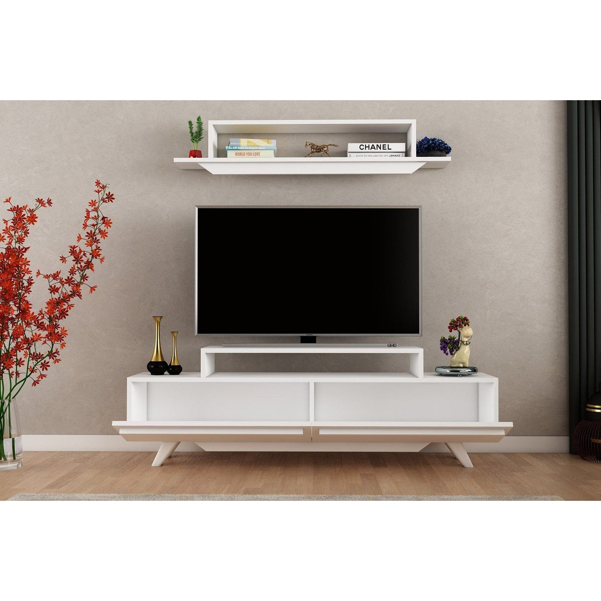 Mobilier living 505CRL1903, alb, PAL melaminat, 2 piese