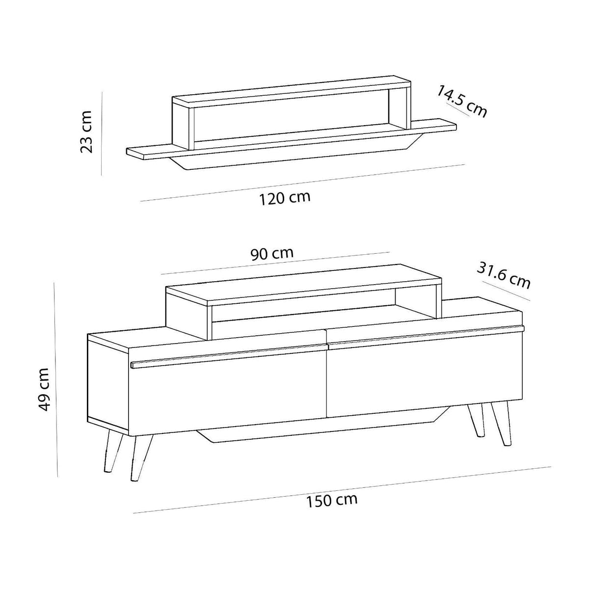 Mobilier living 505CRL1905, stejar, PAL melaminat, 2 piese
