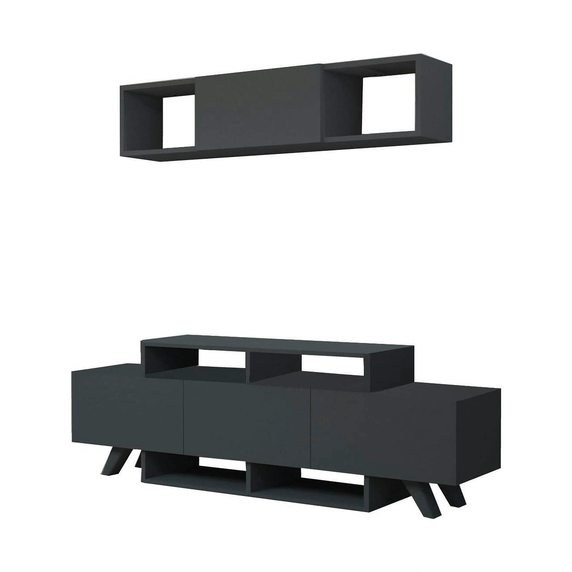 Mobilier living 505CRL1919, gri antracit, PAL melaminat, 2 piese