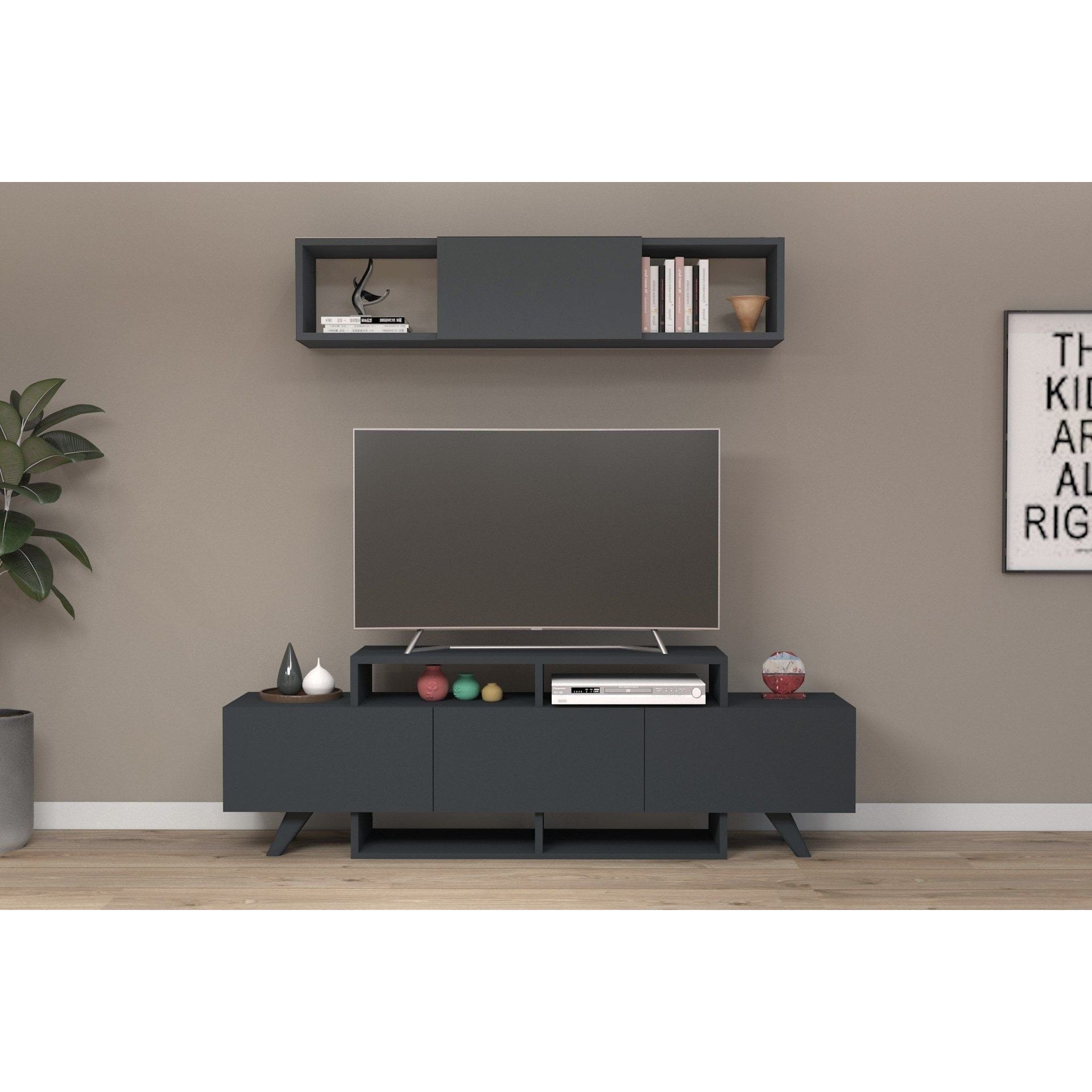 Mobilier living 505CRL1919, gri antracit, PAL melaminat, 2 piese