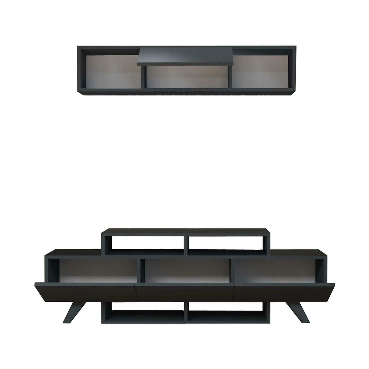 Mobilier living 505CRL1919, gri antracit, PAL melaminat, 2 piese