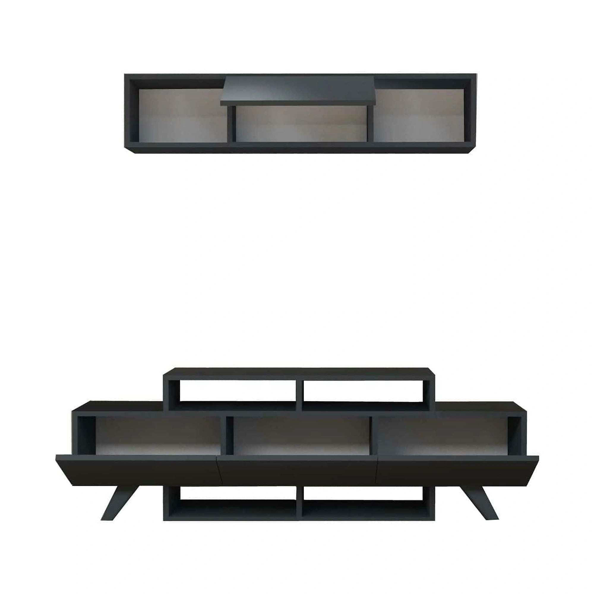 Mobilier living 505CRL1919, gri antracit, PAL melaminat, 2 piese