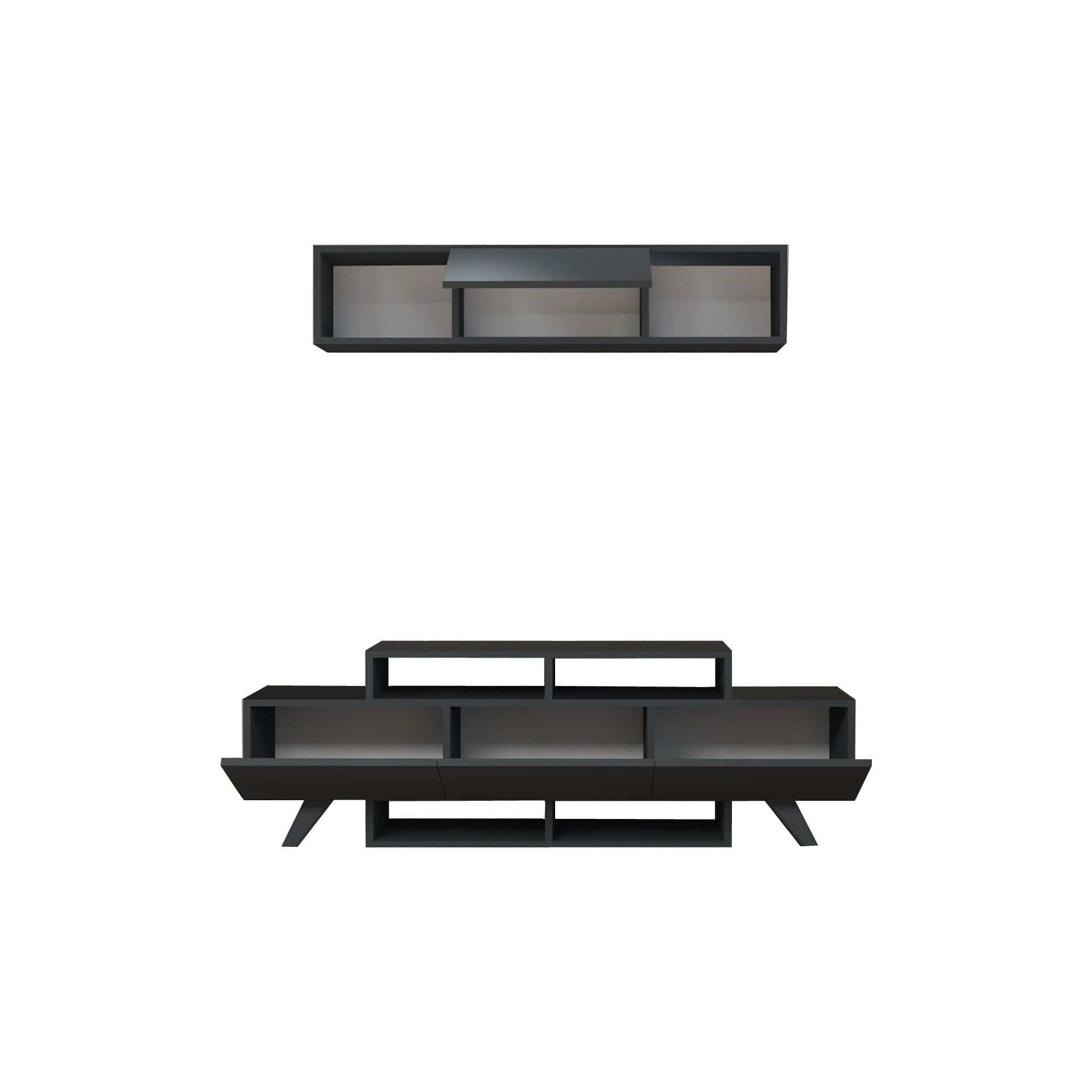 Mobilier living 505CRL1919, gri antracit, PAL melaminat, 2 piese