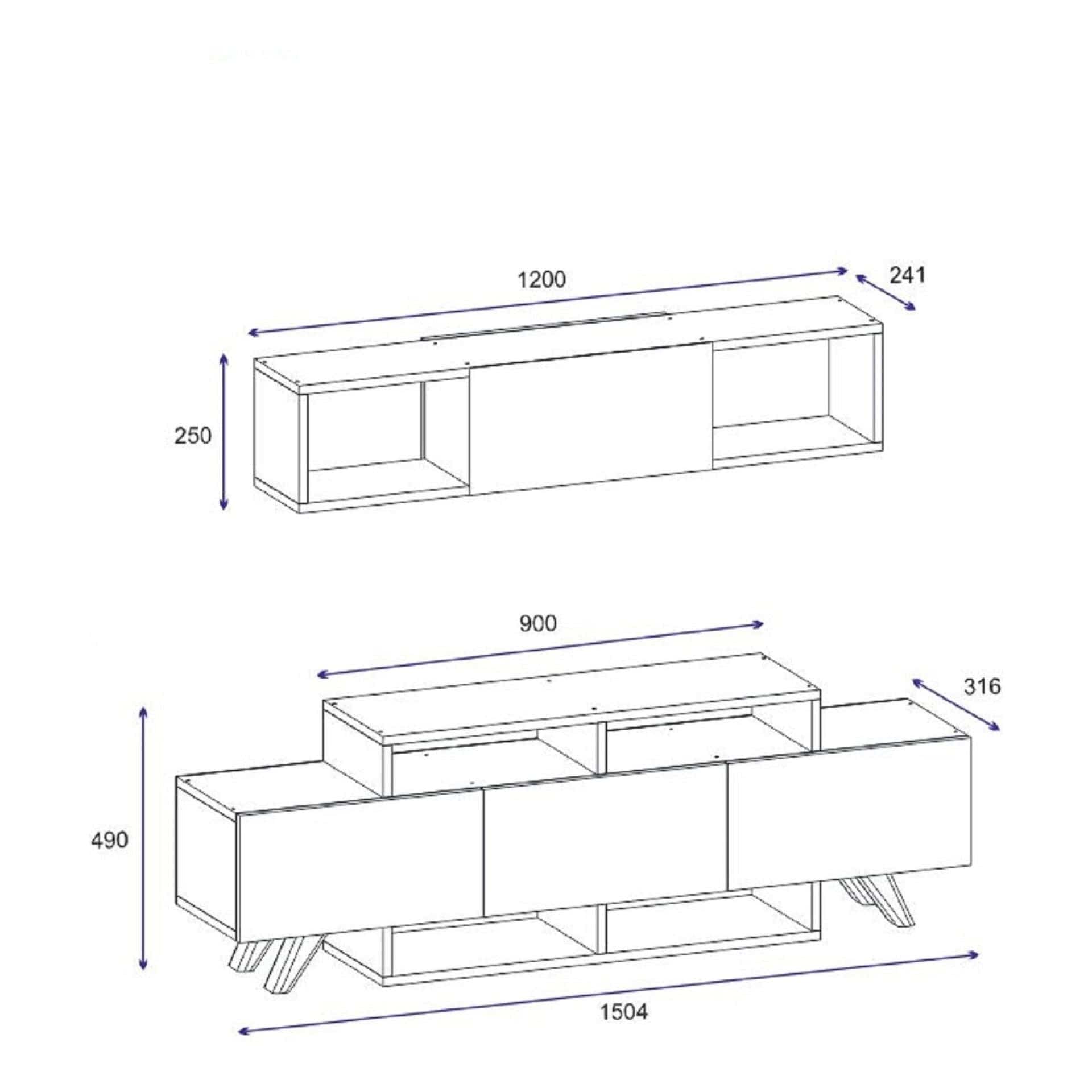 Mobilier living 505CRL1921, nuc, PAL melaminat, 2 piese