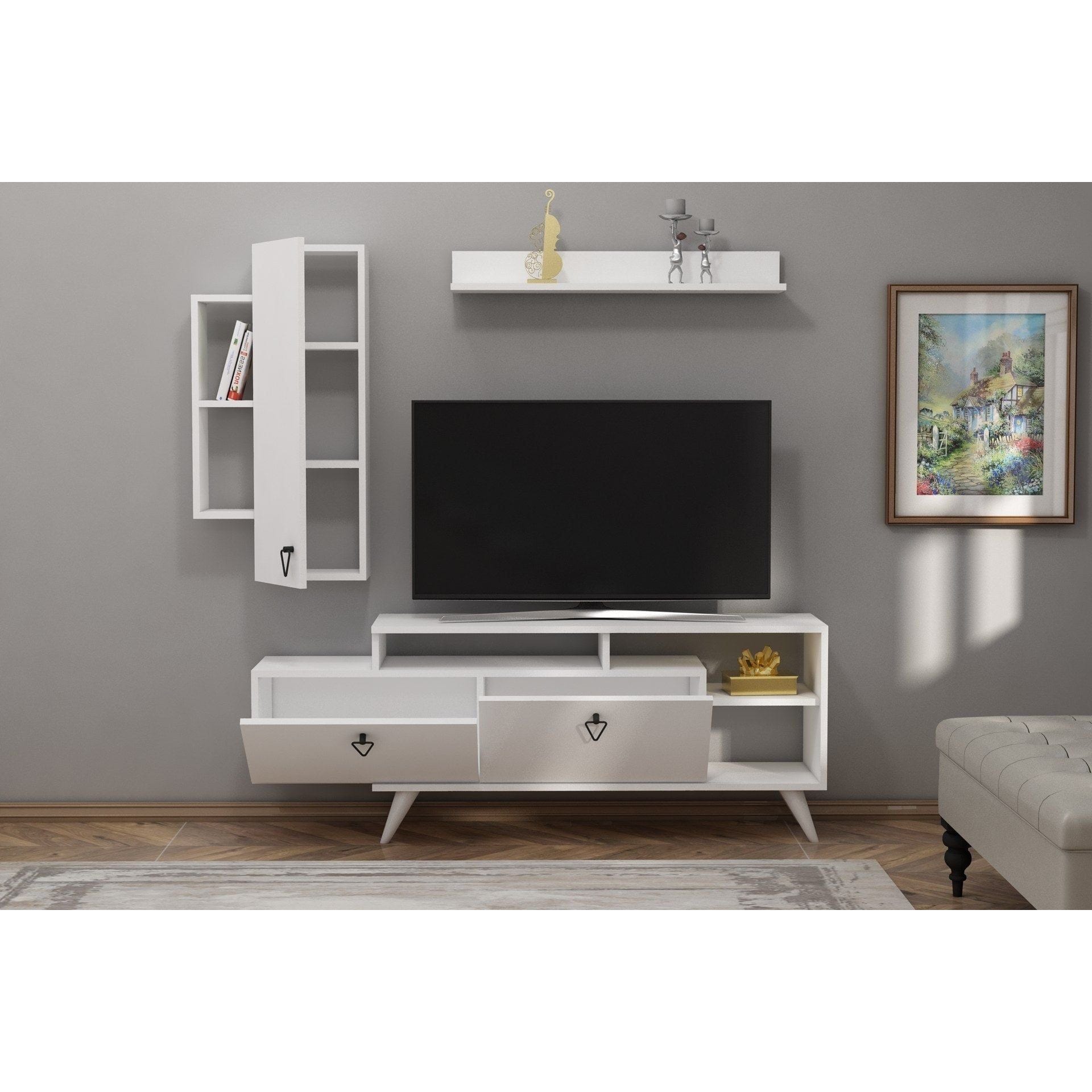 Mobilier living 505CRL1922, alb, PAL melaminat, 3 piese