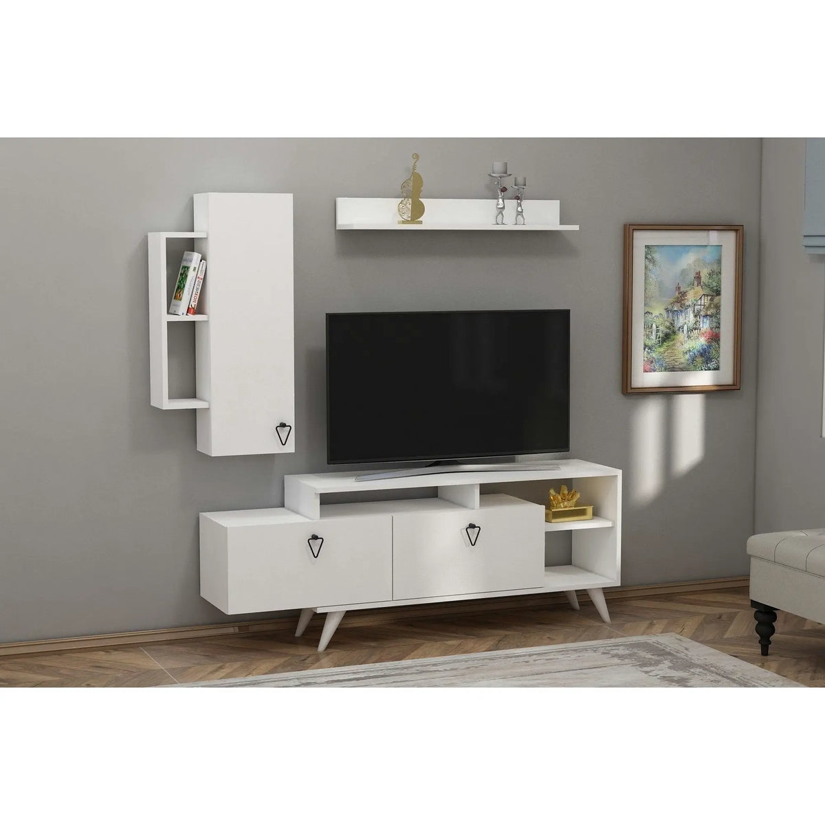 Mobilier living 505CRL1922, alb, PAL melaminat, 3 piese