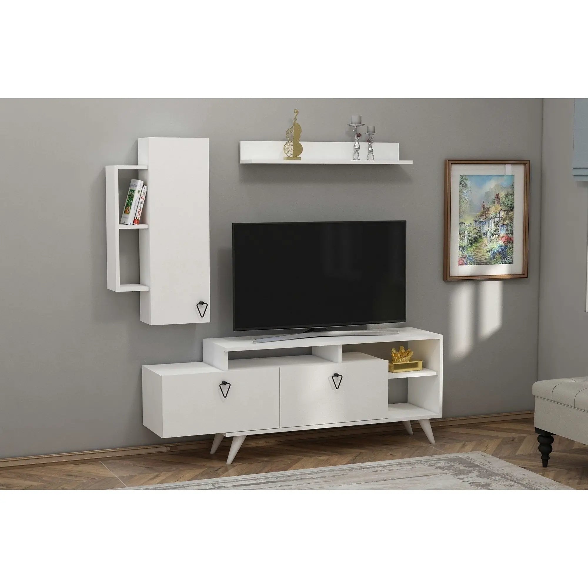 Mobilier living 505CRL1922, alb, PAL melaminat, 3 piese