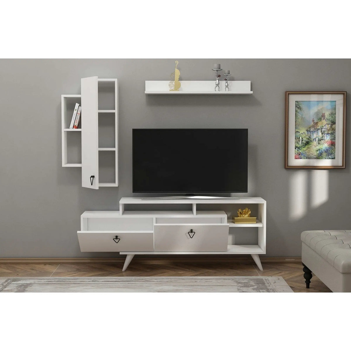 Mobilier living 505CRL1922, alb, PAL melaminat, 3 piese