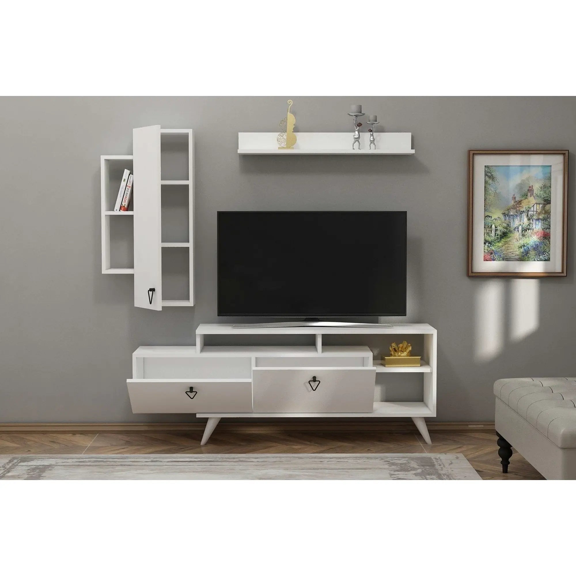 Mobilier living 505CRL1922, alb, PAL melaminat, 3 piese