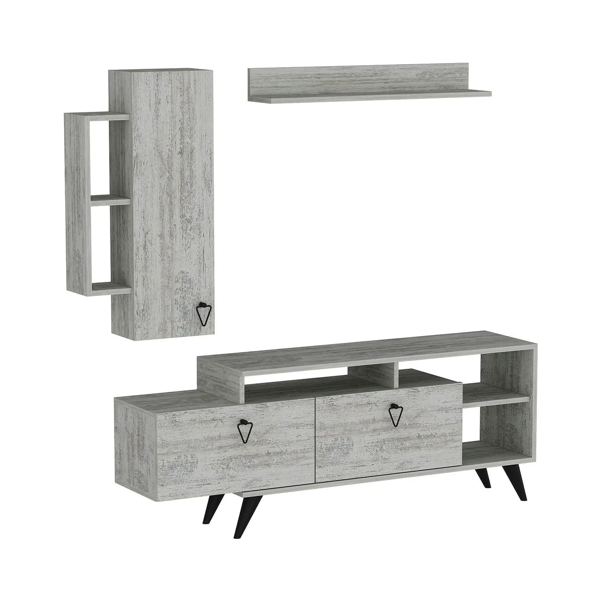 Mobilier living 505CRL1924, gri/negru, PAL melaminat, 3 piese
