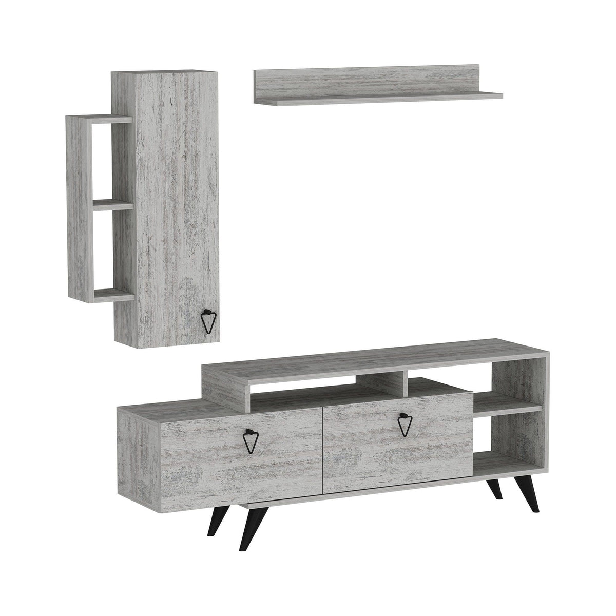 Mobilier living 505CRL1924, gri/negru, PAL melaminat, 3 piese