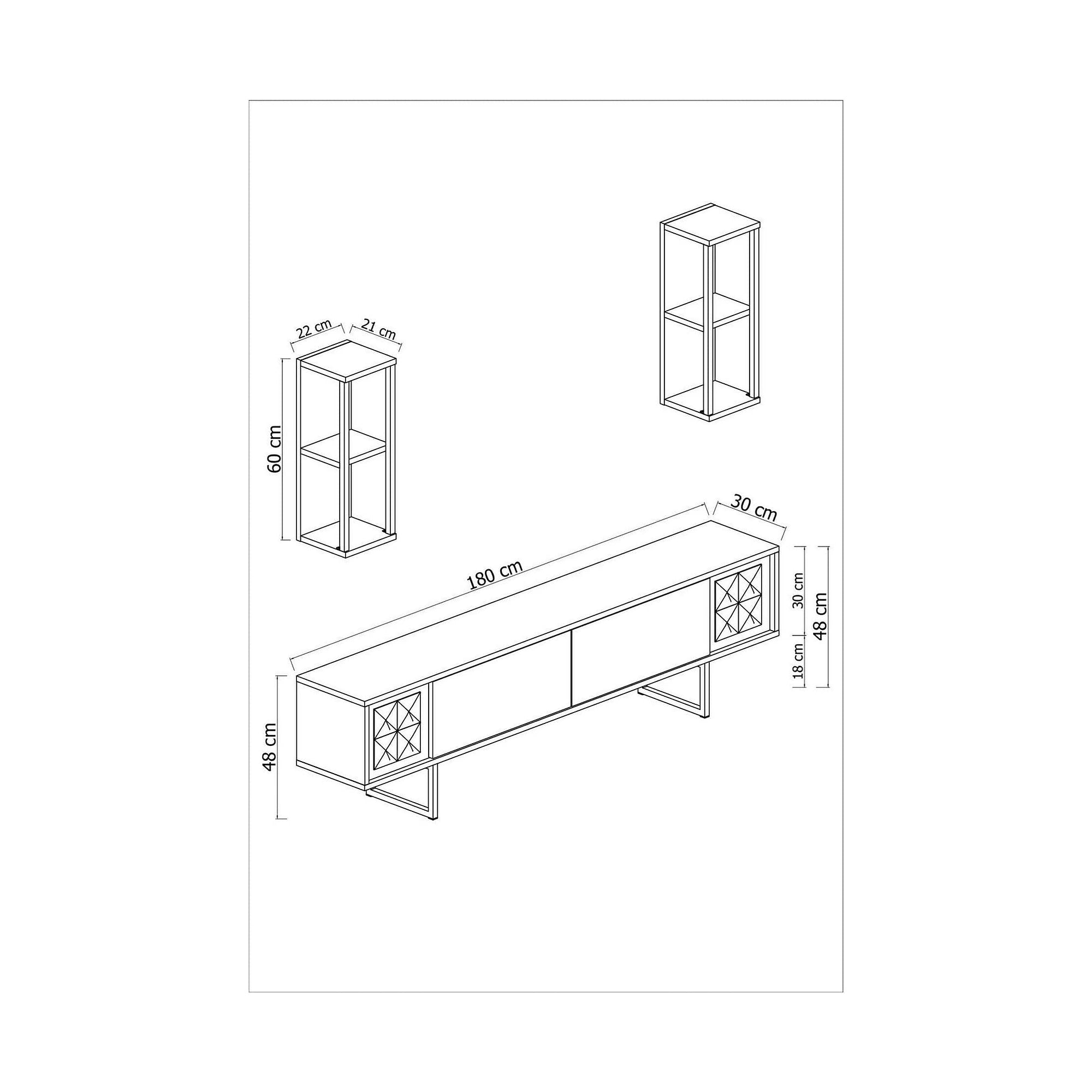 Mobilier living 618BLY1139, gri/negru, PAL melaminat, 3 piese