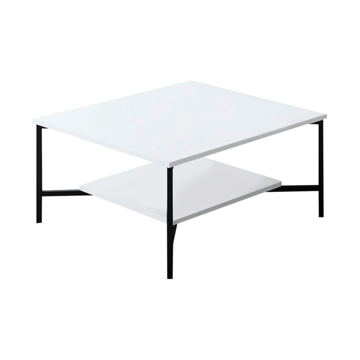 Mobilier living 618BLY1156, alb/negru, PAL melaminat/metal, 4 piese