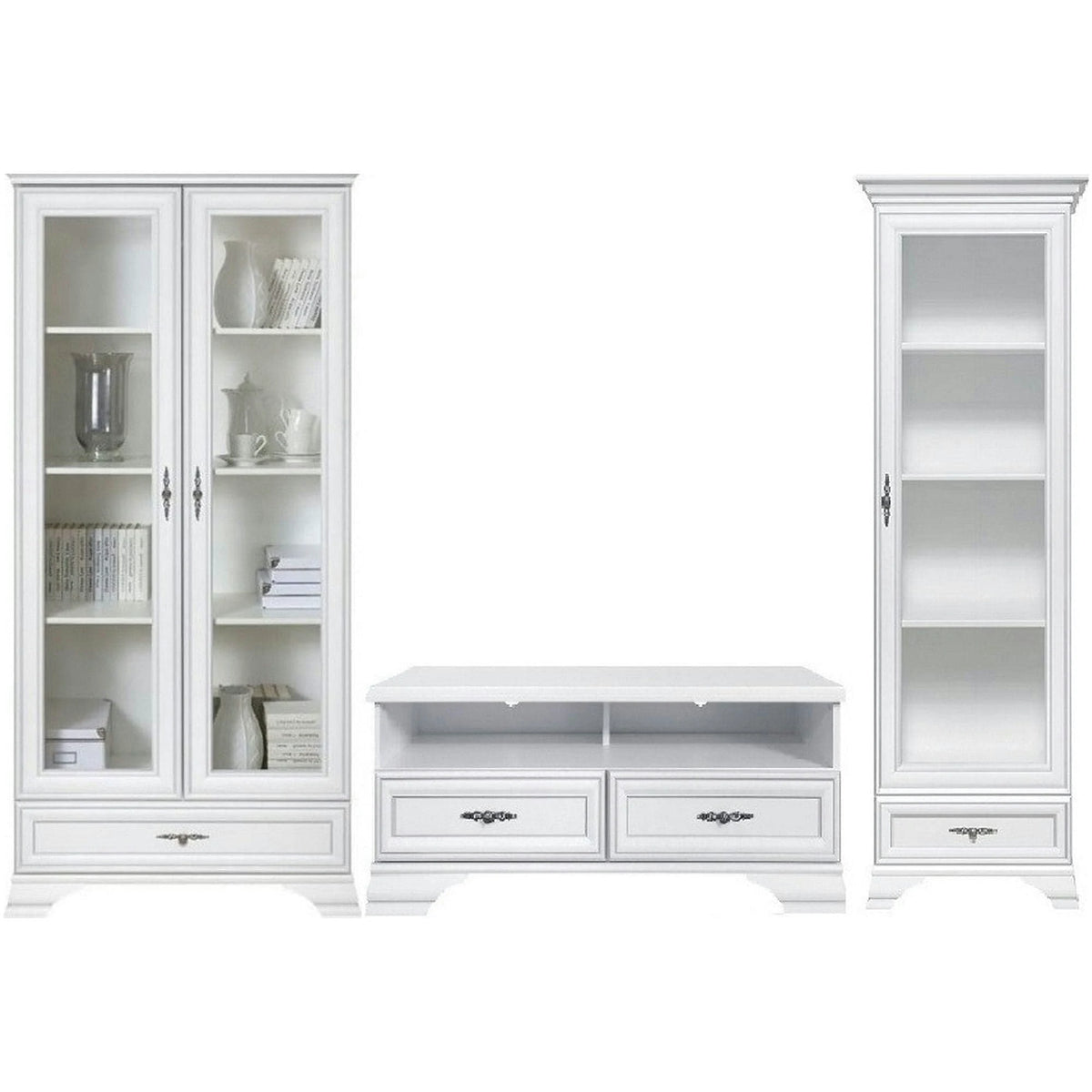 Mobilier living alb clasic IDENTO 3, PAL melaminat, 3 piese