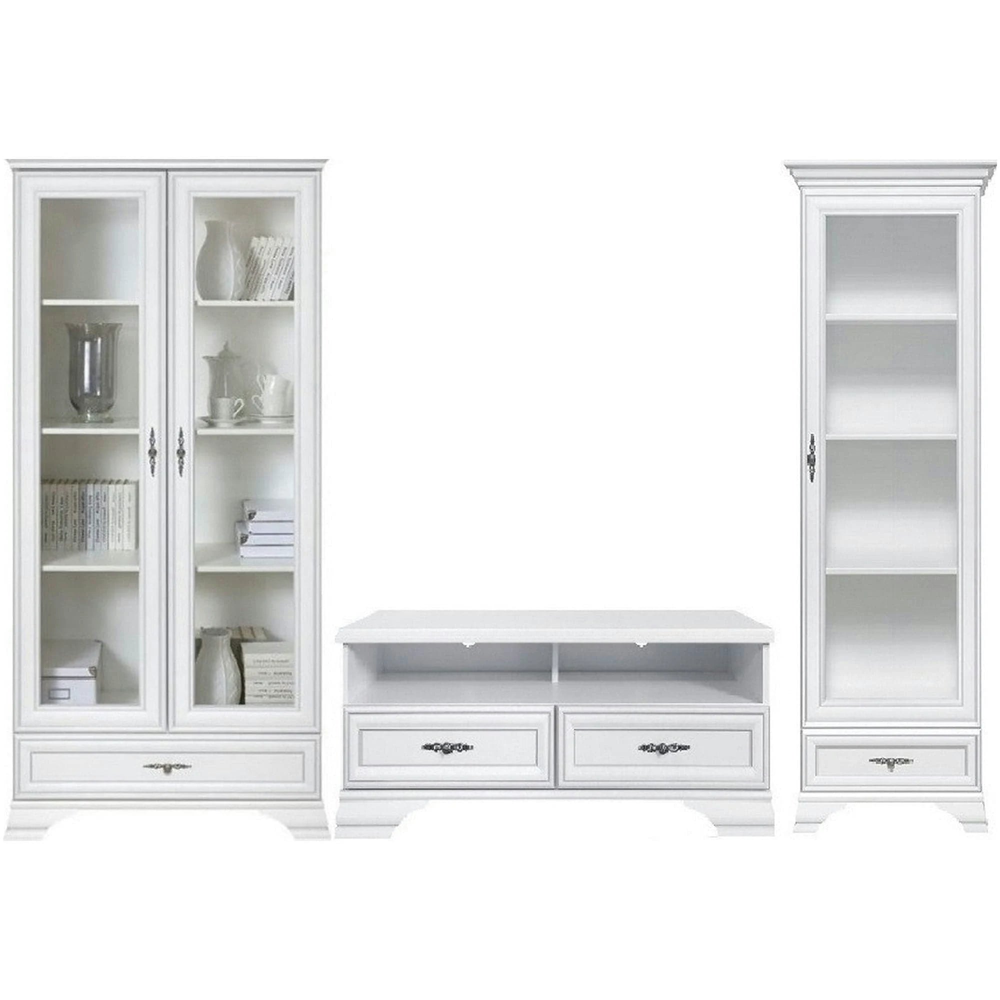 Mobilier living alb clasic IDENTO 3, PAL melaminat, 3 piese