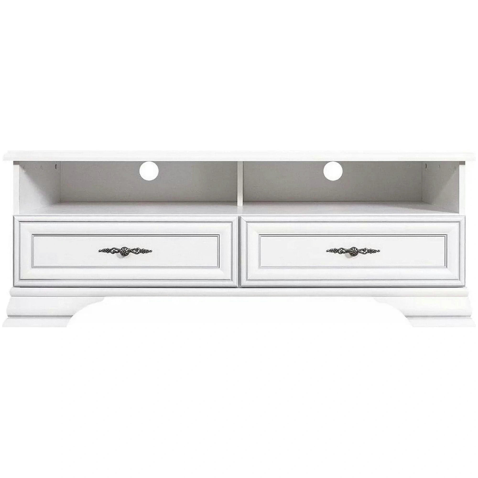 Mobilier living alb clasic IDENTO 4, format din dulap, vitrina si comoda TV